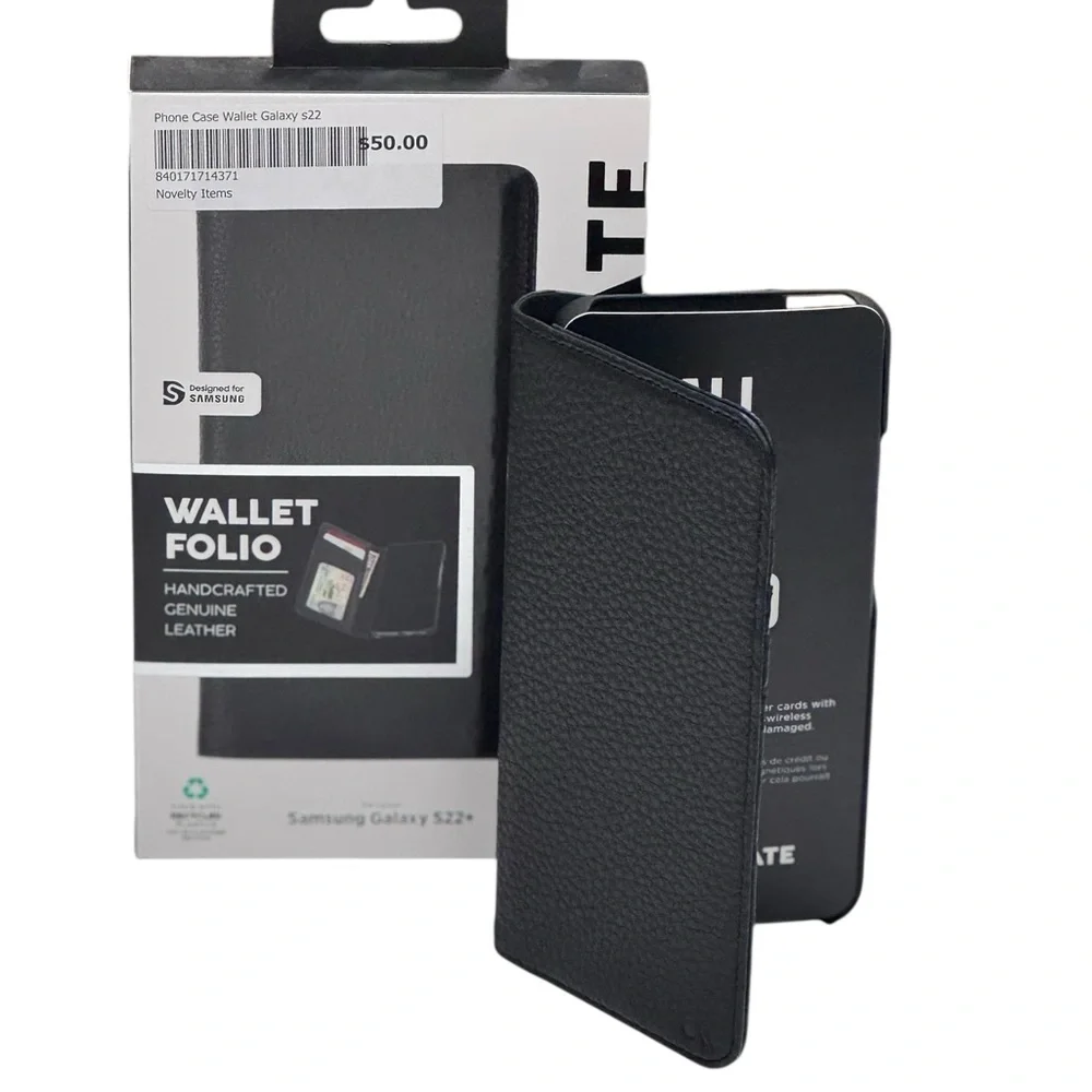 Samsung Galaxy S22+ Black Pebbled Leather Wallet Folio by Case-Mate